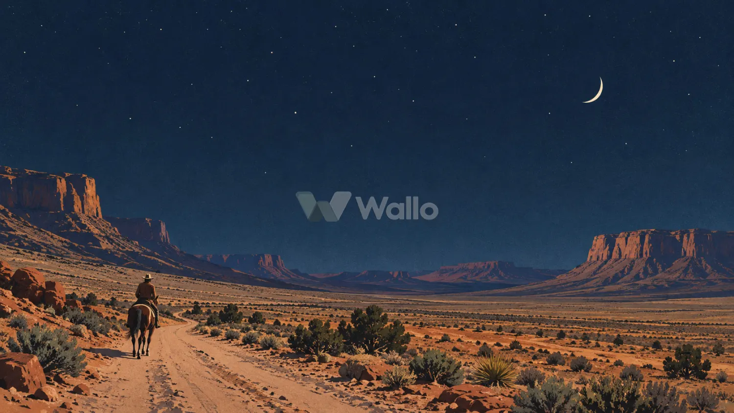 Lone Cowboy Beneath a Crescent 3