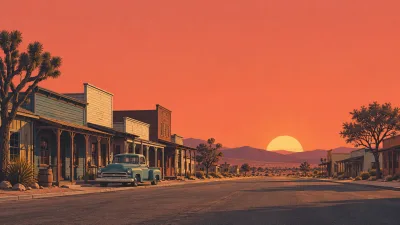 Desert Main Street at Sunset