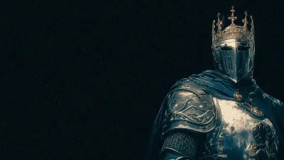 Crowned Silver Knight on Grainy Black