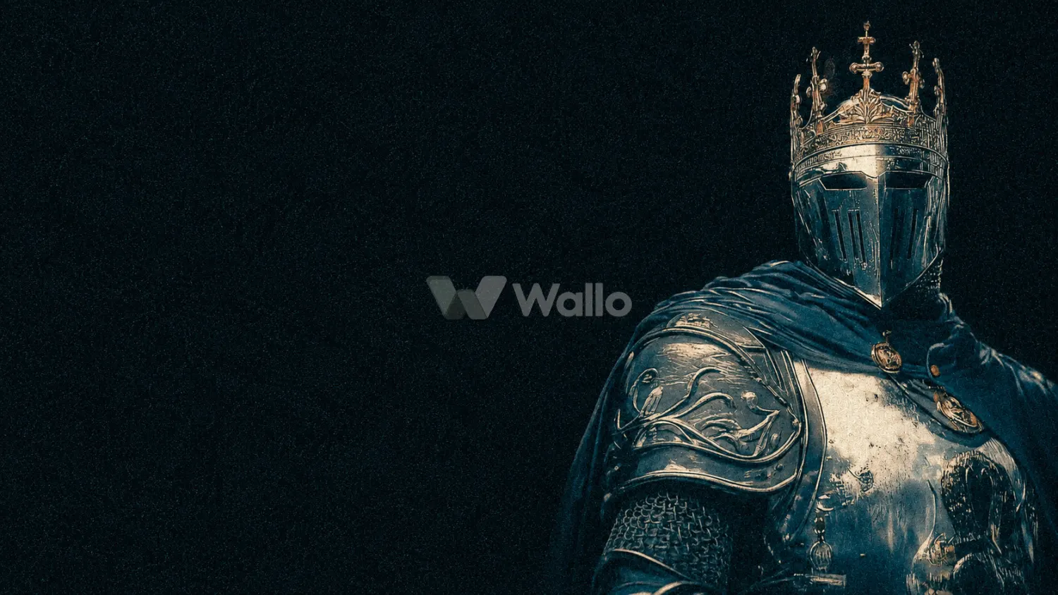 Crowned Silver Knight on Grainy Black