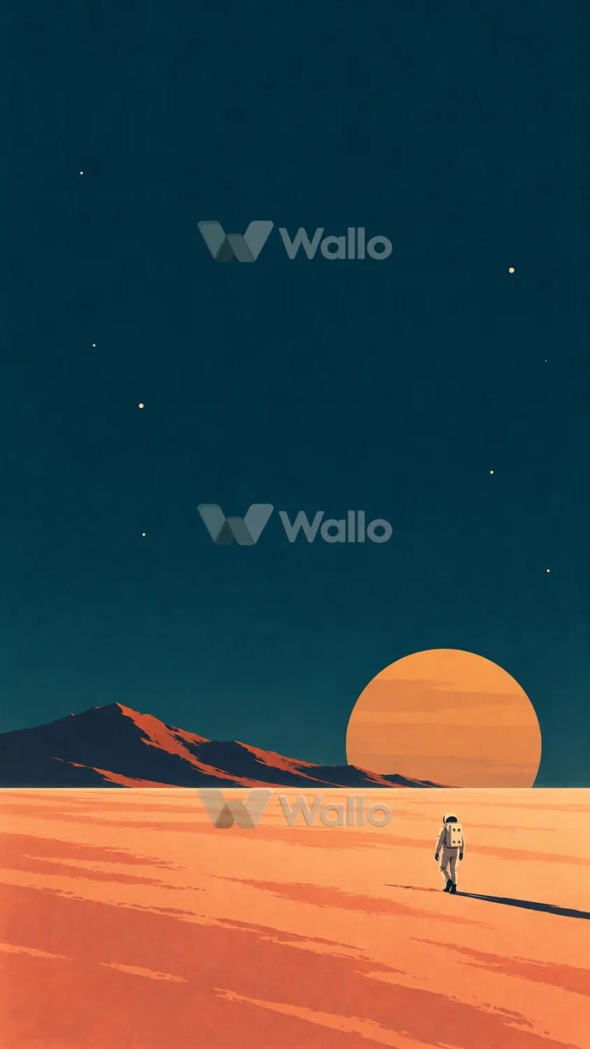 Lone Astronaut Across an Alien Plain