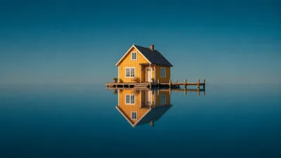Mustard Cottage on a Still Lake