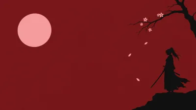 Ronin Beneath a Cherry Branch