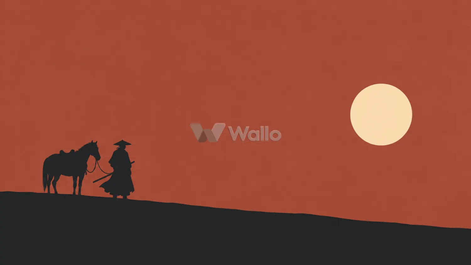 Minimalist Ronin and Horse at Sunset