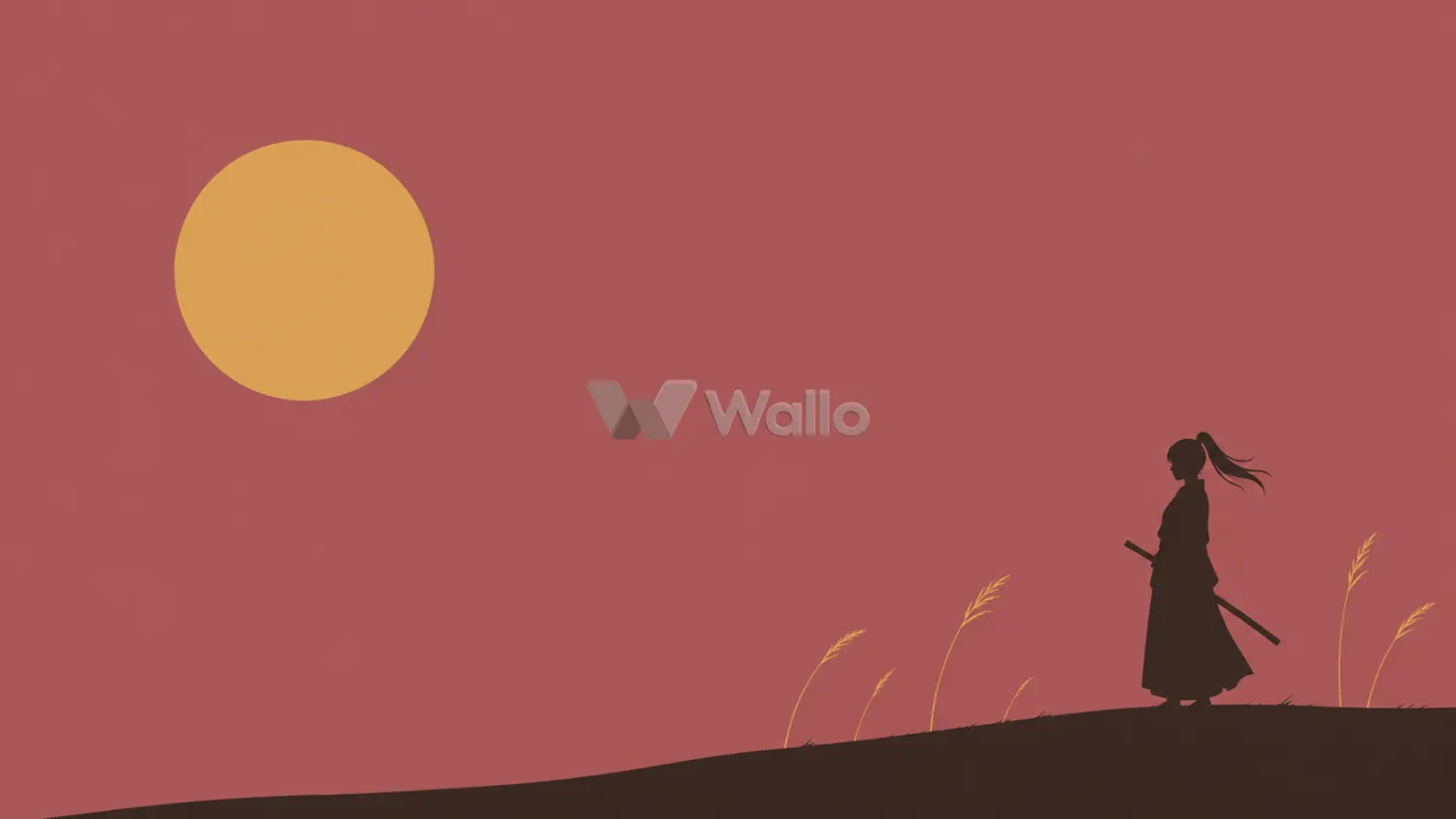Minimalist Ronin Beneath an Ochre Sun