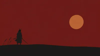 Lone Ronin Beneath a Copper Sun