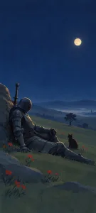 Moonlit Knight and Black Cat