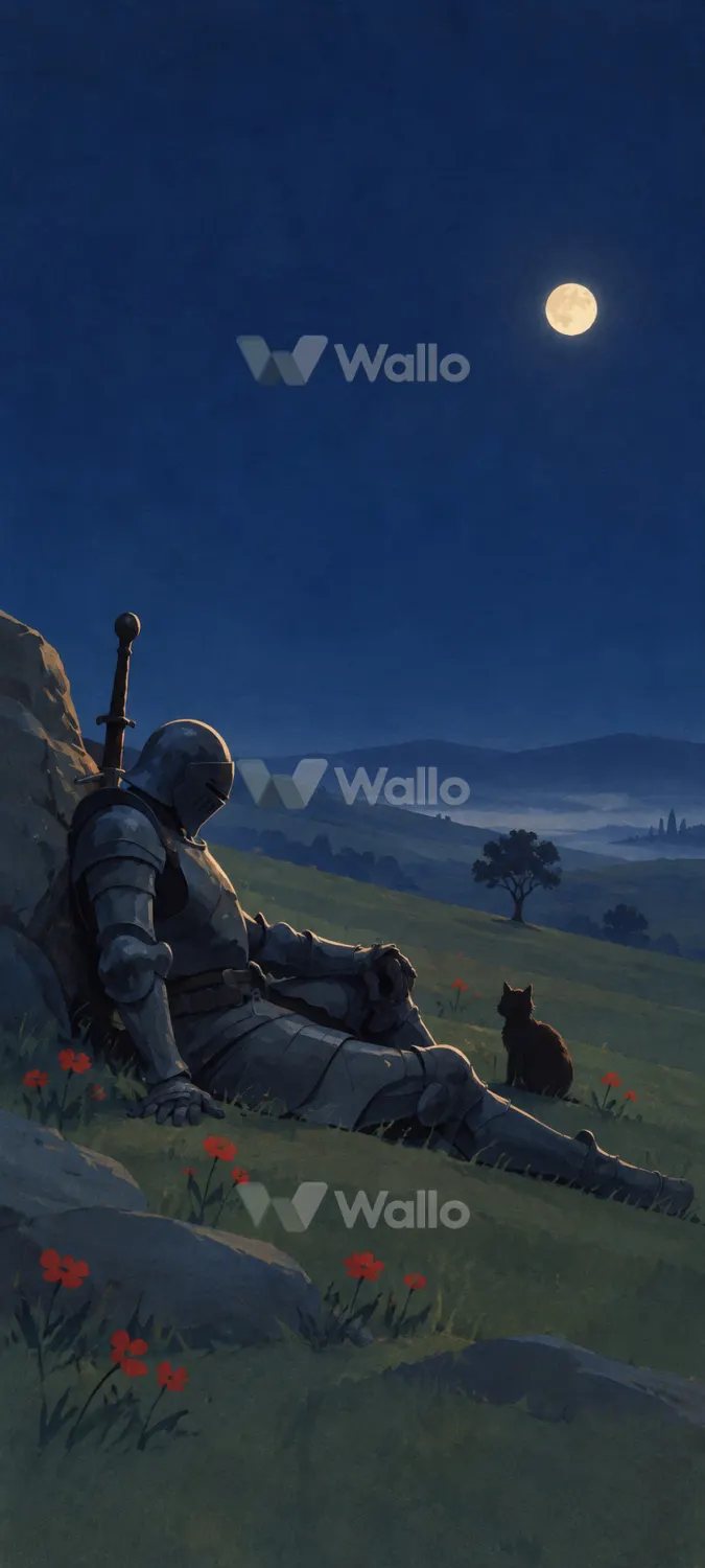 Moonlit Knight and Black Cat