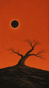 Lone Tree Beneath the Eclipse