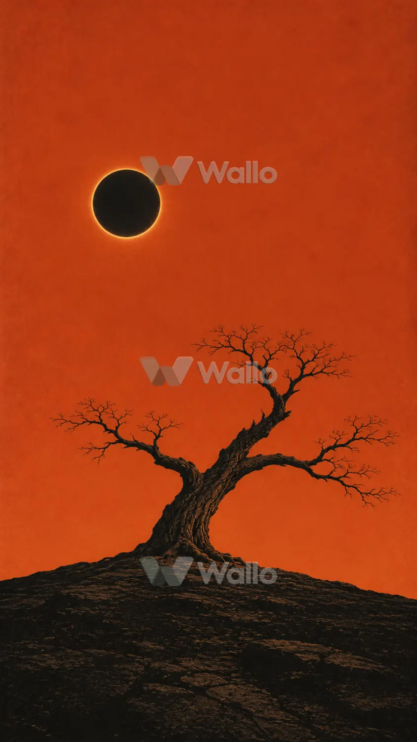 Lone Tree Beneath the Eclipse