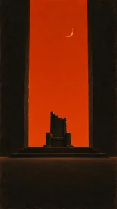 Forgotten Throne Beneath a Burnt Orange Sky