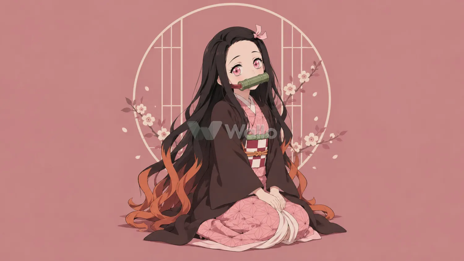 Nezuko Seated in Dusty Rose
