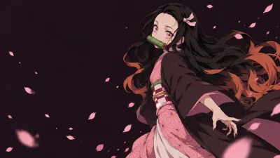 Nezuko Among Pink Petals
