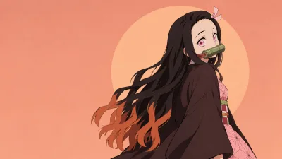Nezuko Under a Peach Sun