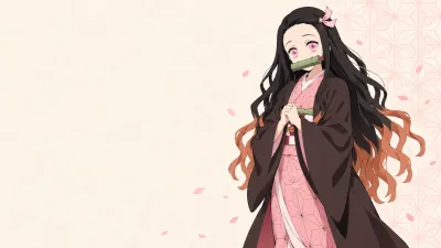 Nezuko Kamado in Minimalist Anime Style