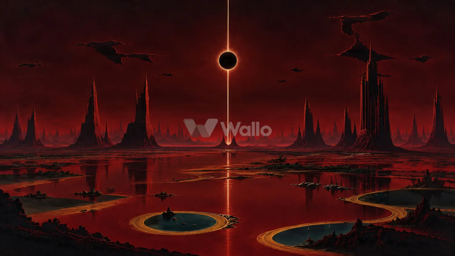 Solar Eclipse Over Gothic Spires