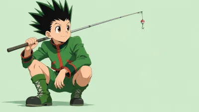 Crouching Gon With Fishing Rod
