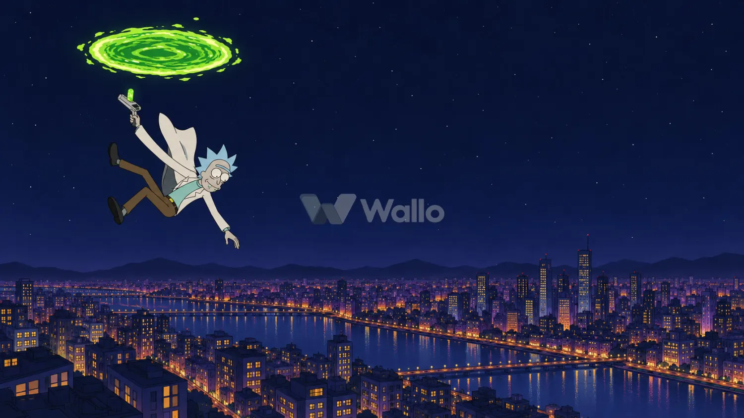 Rick’s Green Portal Over a Peaceful City