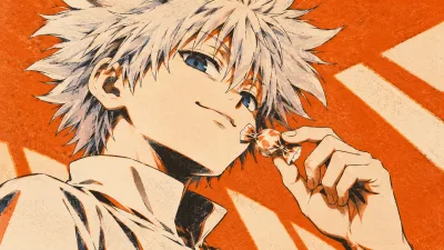 Mischievous Killua in Orange Risograph