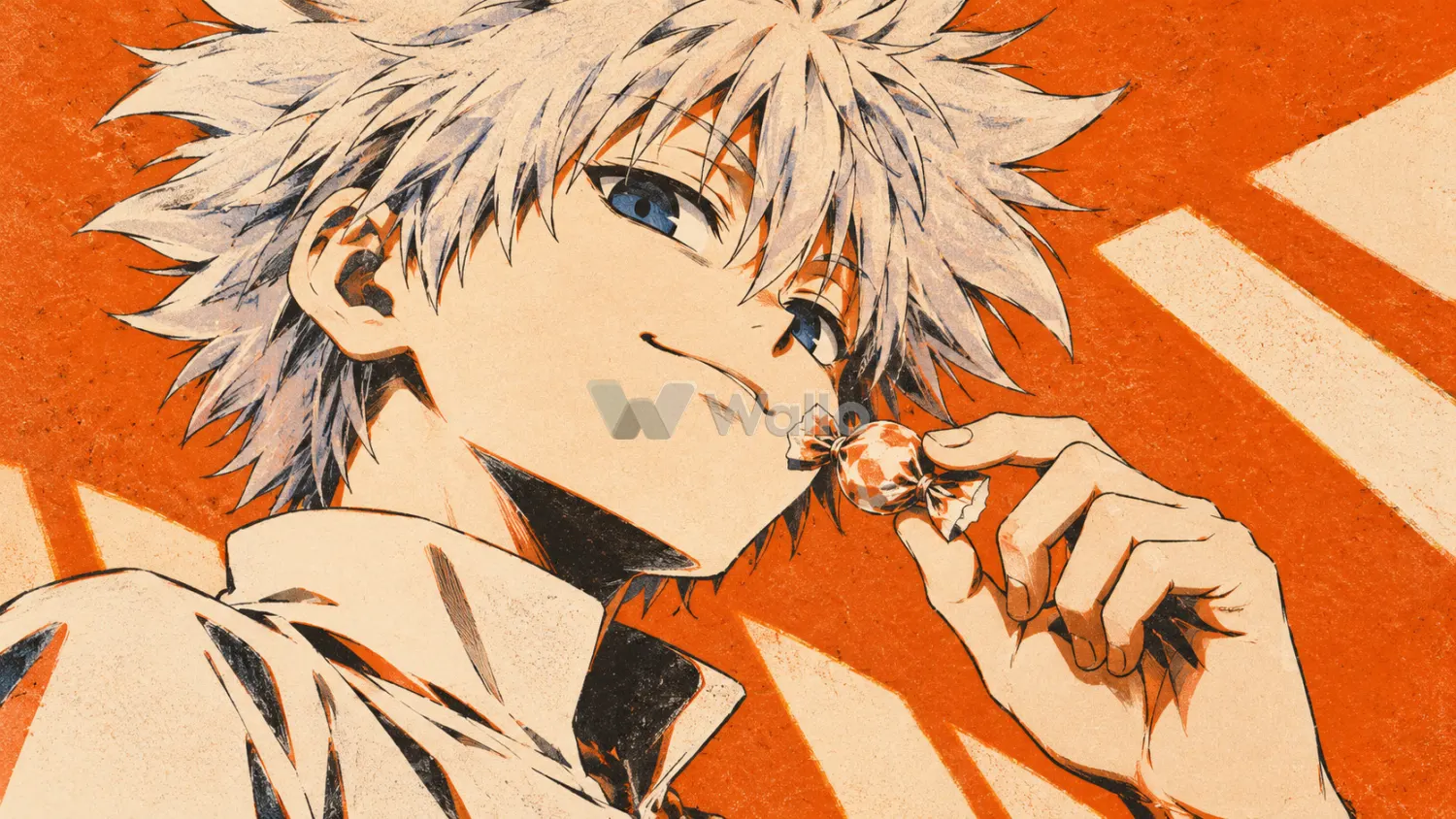 Mischievous Killua in Orange Risograph