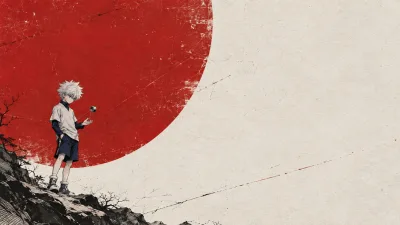 Killua Against a Bold Red Circle