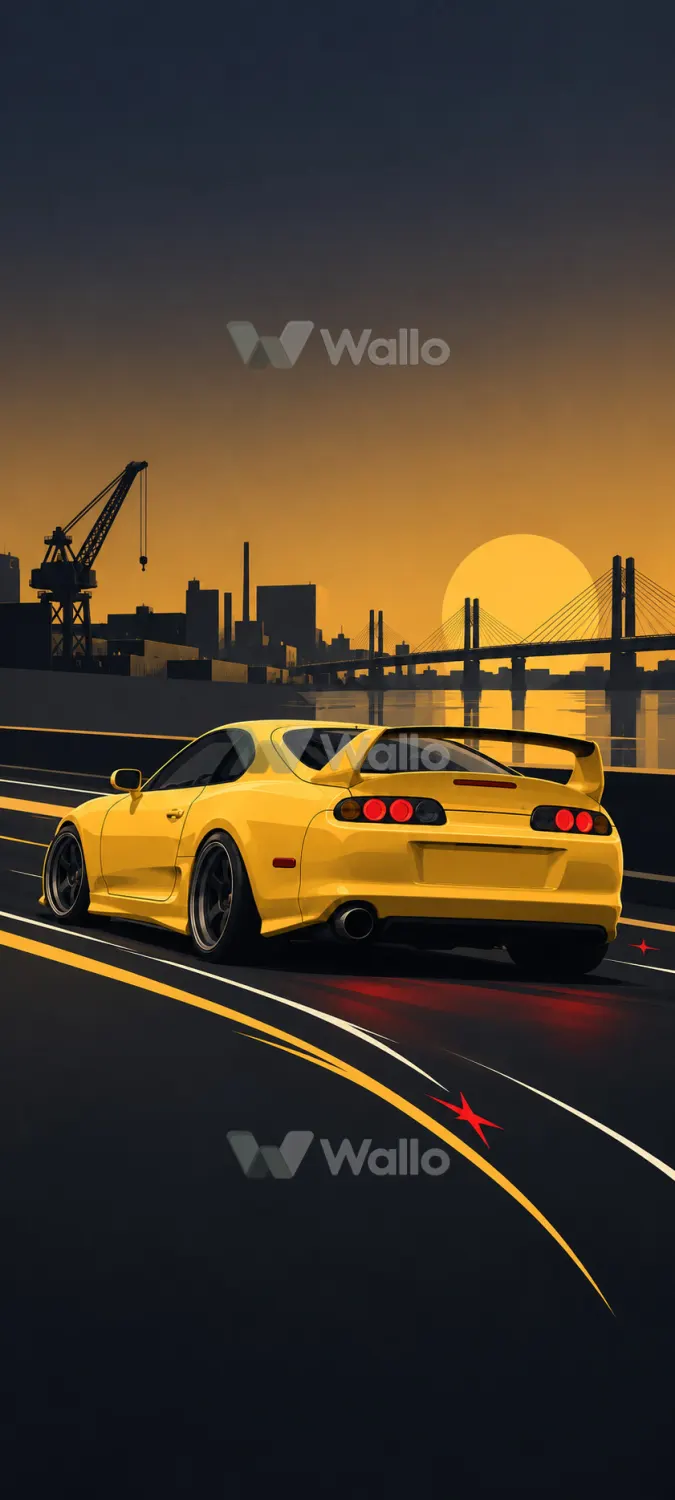 Matte Racing Car on an Endless Road