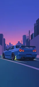 Matte Racing Car on a Tall Road