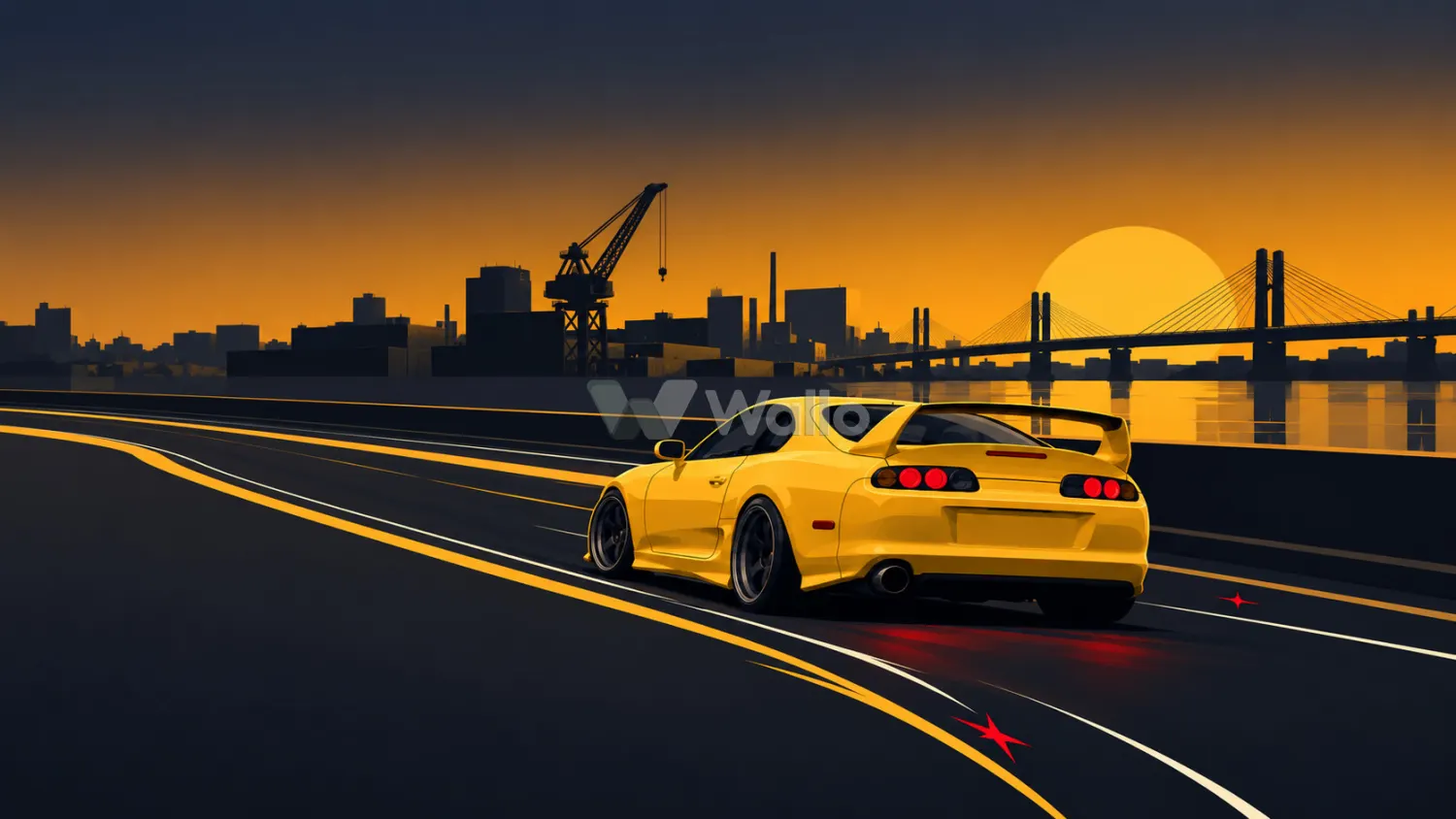 Retro Racer Across a Clean Color Landscape