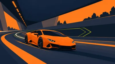 Retro Matte Racer on a Wide Road