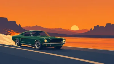 Retro Cel Racer in Broad Color Fields