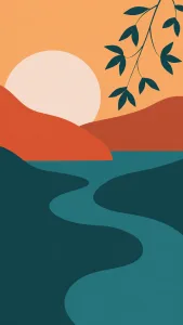 Sunset Over a Winding River