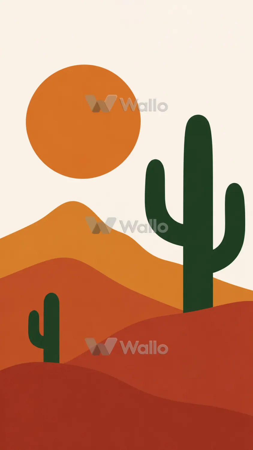 Desert Sun and Saguaro Cacti