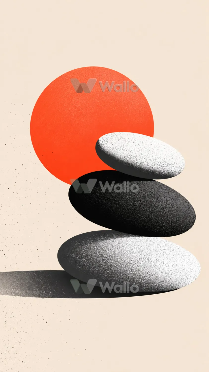 Balanced Stones Beneath a Red Sun