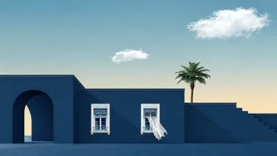 Blue Arches and Billowing Curtain