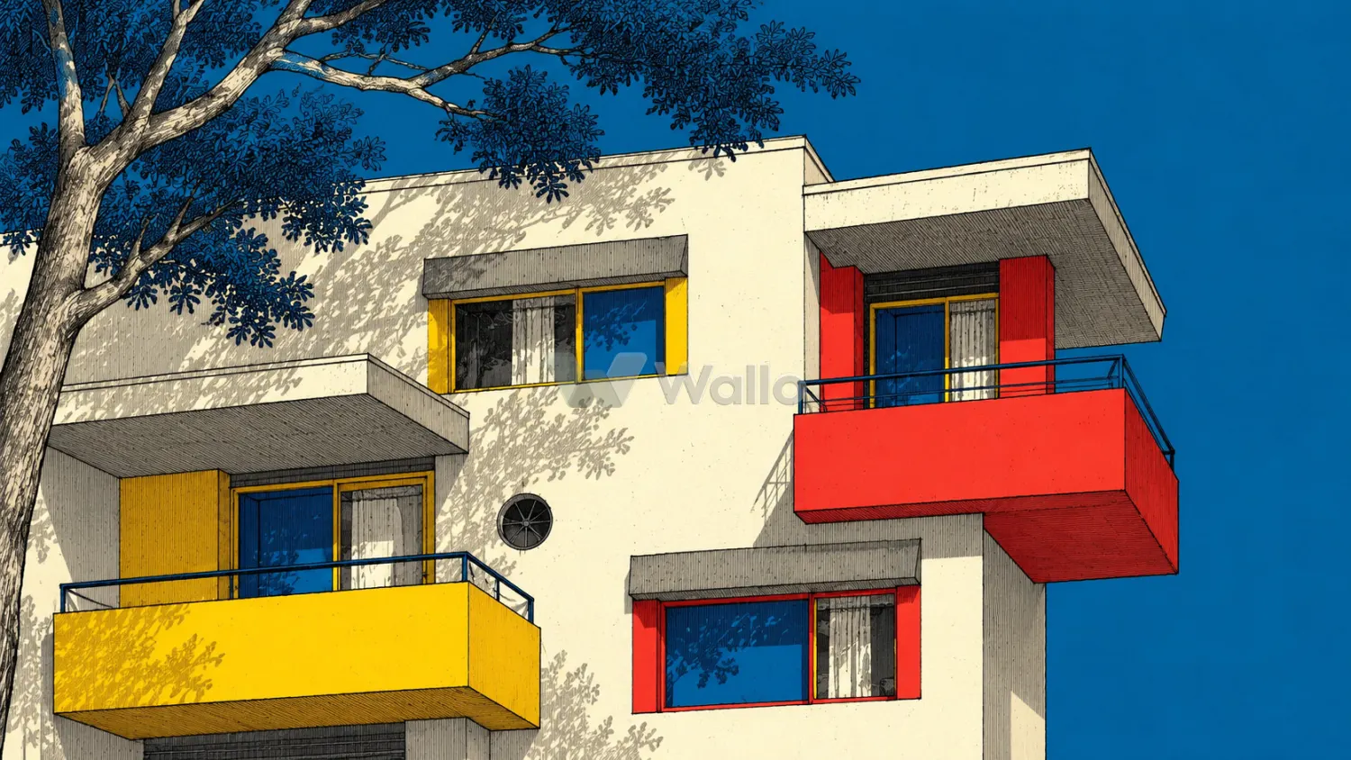 Ink Balconies in Red and Yellow