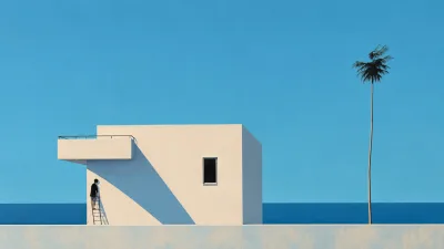 Seaside House, Palm, and Ladder