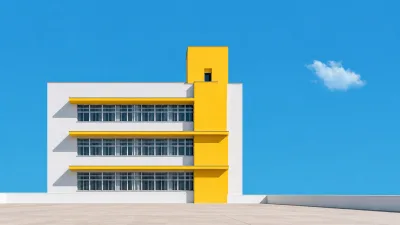 Yellow Tower and Ribbon Windows