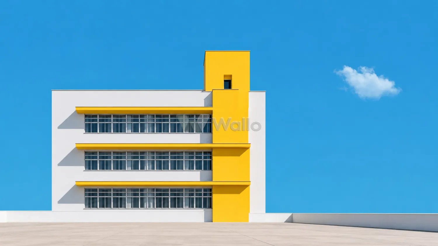 Yellow Tower and Ribbon Windows
