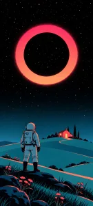 Retro Astronauts in a Coral Alien Landscape