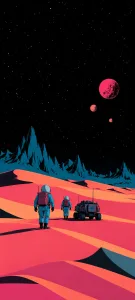 Retro Astronauts on a Coral Planet