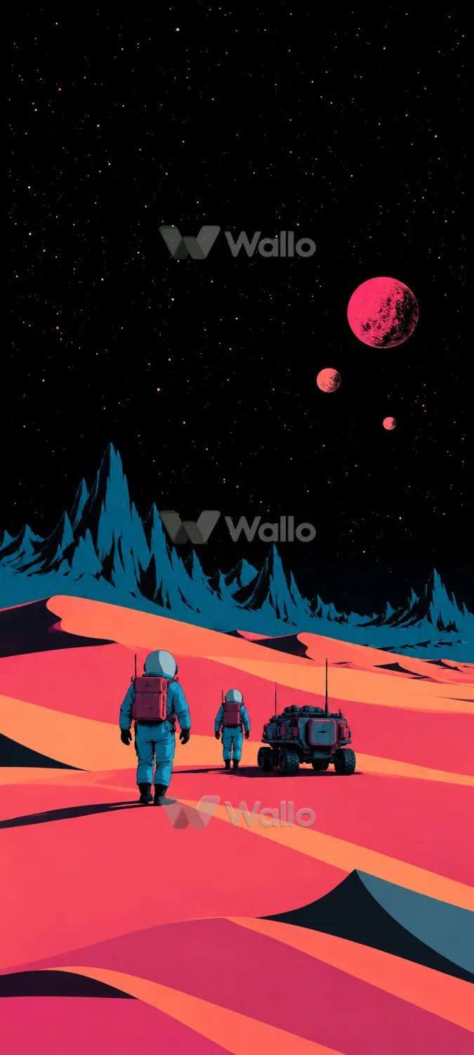 Retro Astronauts on a Coral Planet