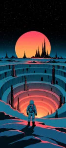 Retro Astronauts on a Coral Planet