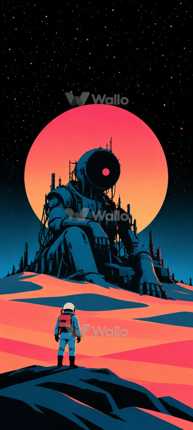 Retro Astronauts Under Pastel Planets