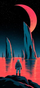 Retro Astronauts on a Coral Alien World