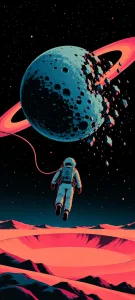 Retro Astronauts in a Coral Alien Landscape