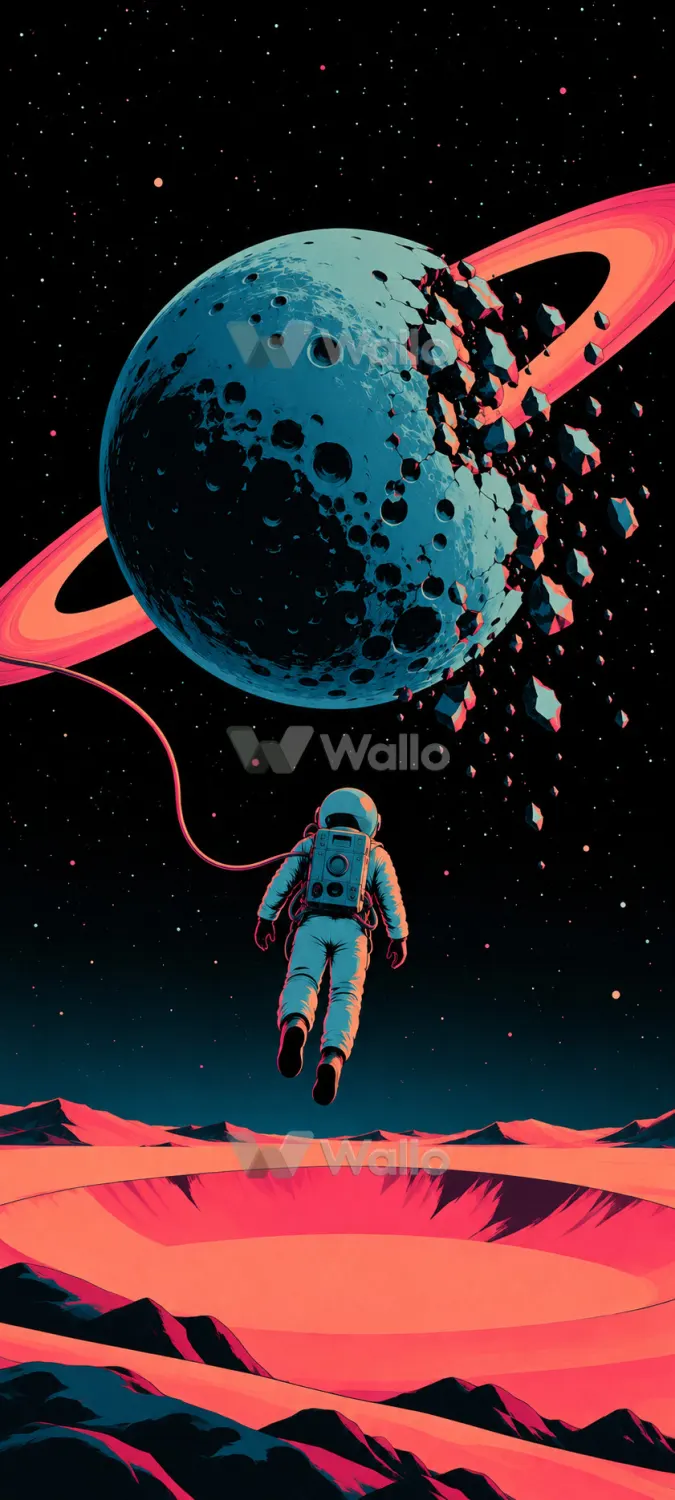 Retro Astronauts in a Coral Alien Landscape