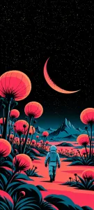 Astronauts Beneath Coral Alien Skies