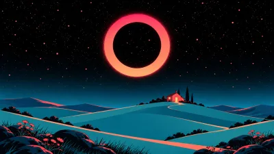 Seated Giant Robot Under Alien Stars