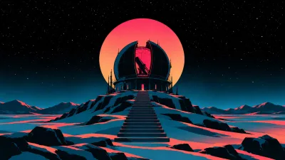 Seated Colossus Under Alien Skies
