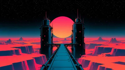 Giant Seated Robot Under Starry Skies